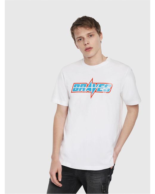 DIESEL White T-just-yb Jersey T-shirt With Braves Graphic for men