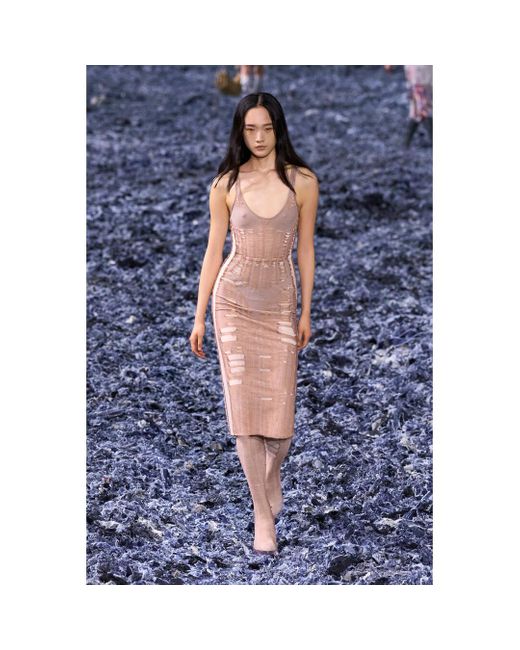 DIESEL Natural Seamless Midi Skirt With Lingerie Illusion