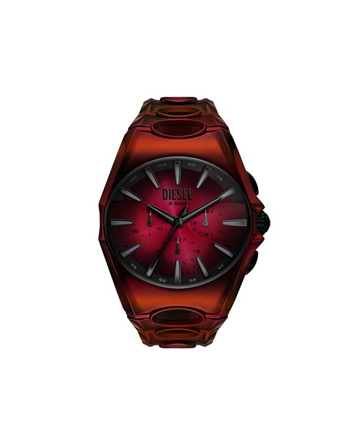 DIESEL Red D-Curve Stainless Steel Watch for men