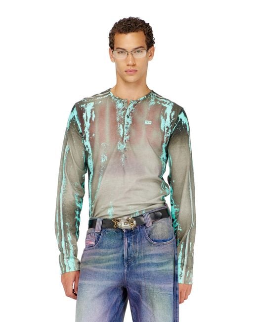 DIESEL Blue Grandad T-Shirt for men