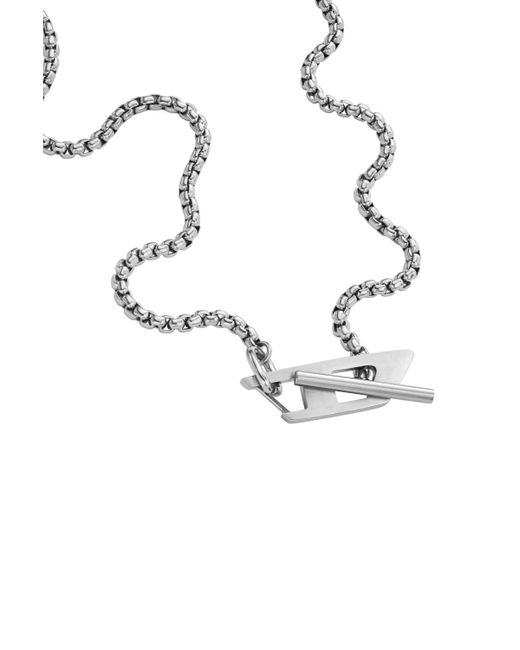 DIESEL White Stainless Steel Chain Necklace
