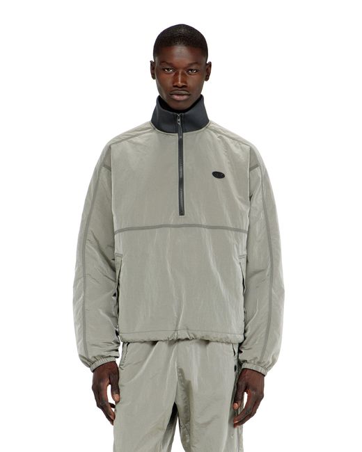 DIESEL Gray Nylon Jacket With Crinkle Effect for men