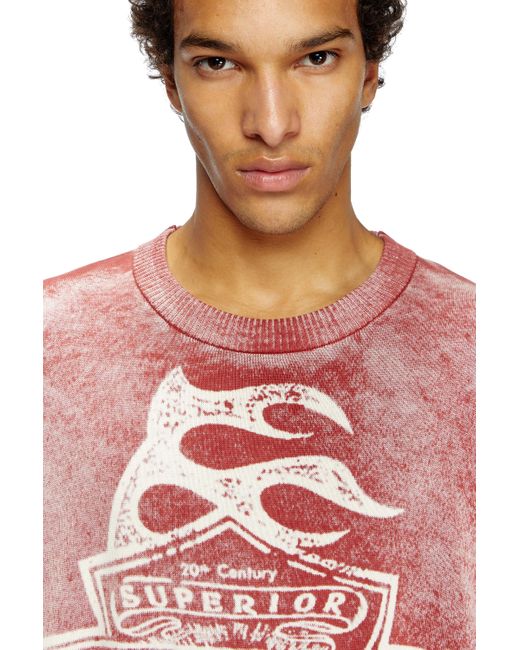 DIESEL Red Reverse-Print Logo Jumper for men