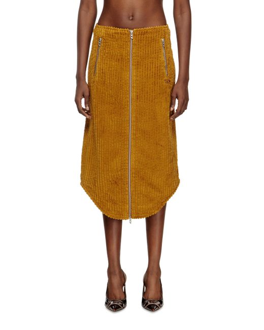Jupe midi en coton avec zip DIESEL en coloris Yellow