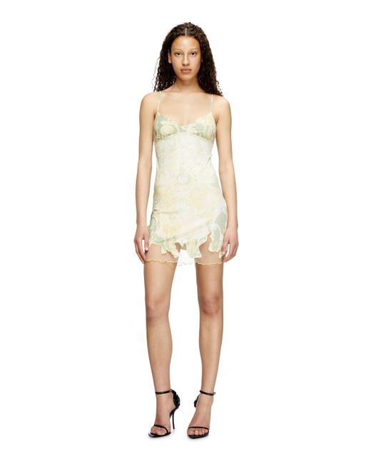 DIESEL Natural Nylon Mini Dress With Heraldic Print