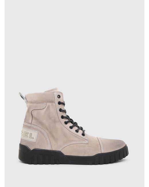 DIESEL Pink H-rua Am Suede Sneaker Boots for men