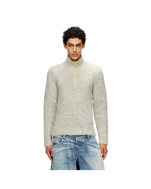 DIESEL Natural Half-Zip Jumper With Contrast Interior for men