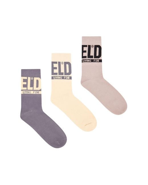 DIESEL White 3-pack Of Logo Cuff Socks for men