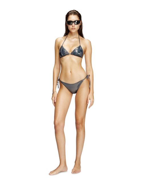 DIESEL Natural Metallic Triangle Bikini Top With Logo