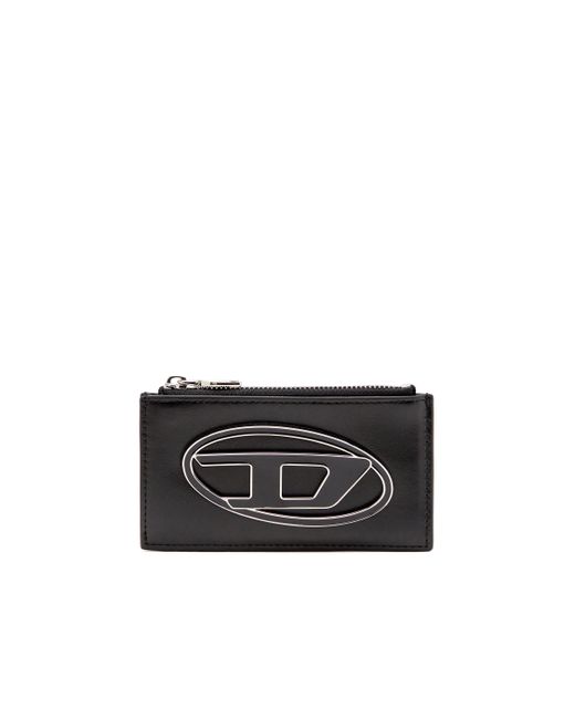 Porte-cartes plat en cuir nappa DIESEL en coloris Black