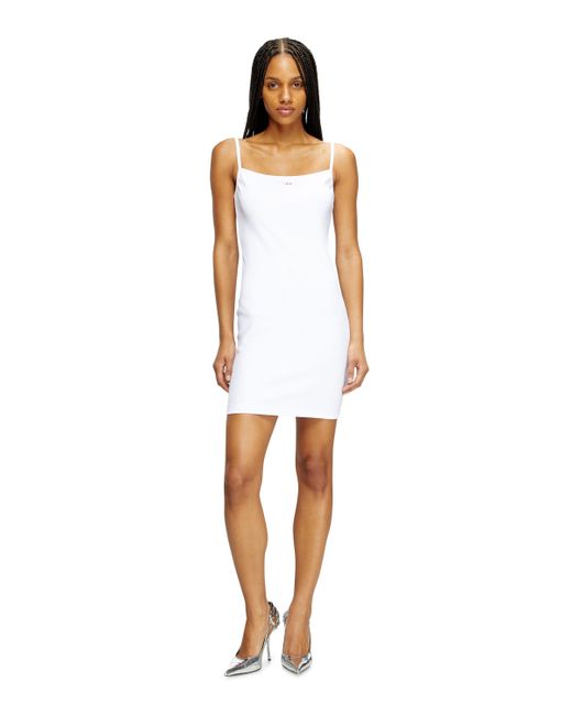 DIESEL White Short Slip Dress With D Logo