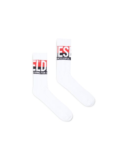 DIESEL White Socks With Maxi Logo Cuffs for men
