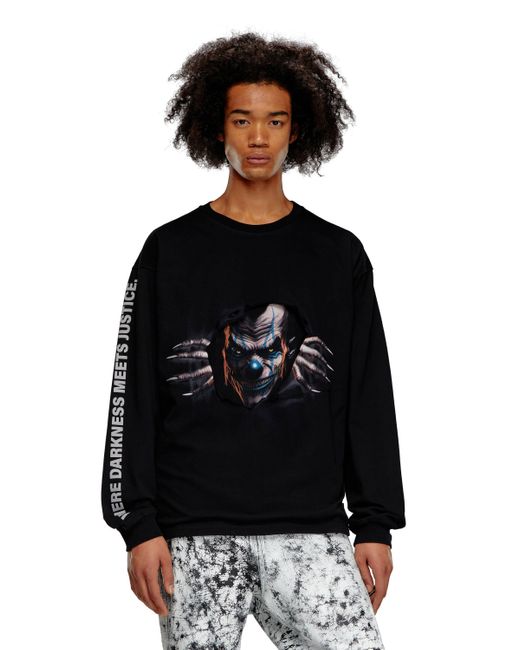 DIESEL Black Long-sleeve T-shirt With Poster Print for men