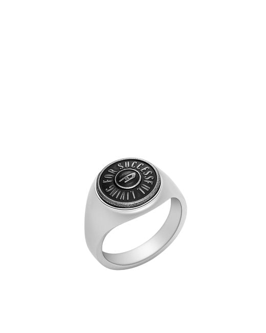 DIESEL Metallic Stainless Steel Signet Ring for men