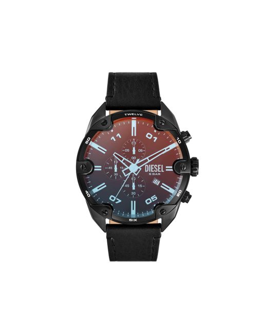 DIESEL Spiked Chronograph Black Leather Watch for men