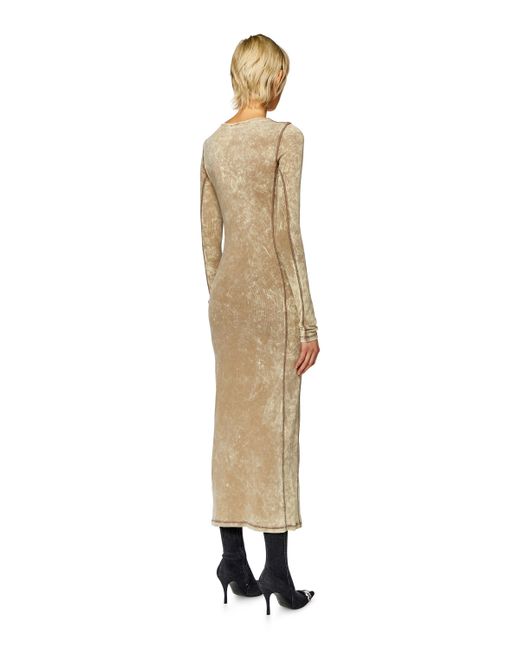 DIESEL Natural Ribbed Midi Dress With Oval D Plaque