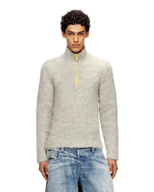 メンズ DIESEL Half-Zip Jumper With Contrast Interior Natural