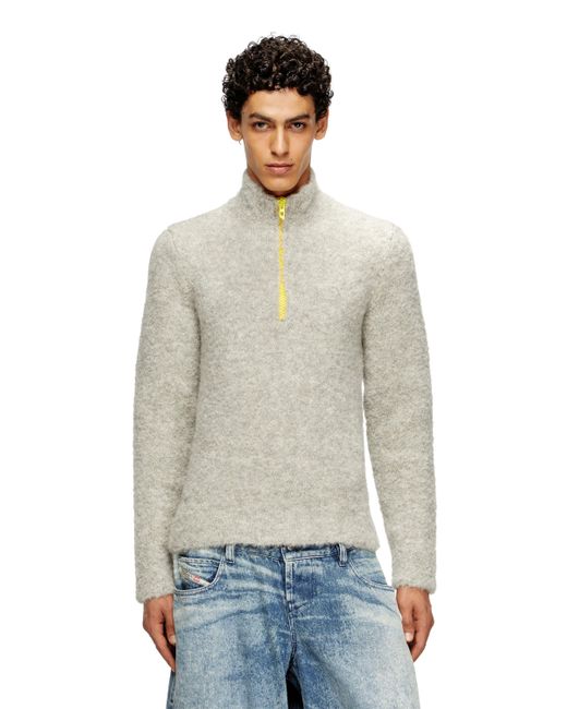 DIESEL Halbreißverschluss-Pullover Mit Kontrastierendem Innenfutter in Natural für Herren