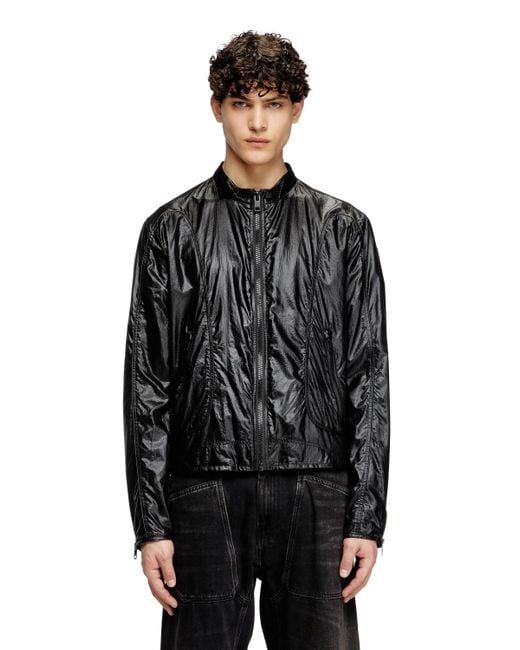 DIESEL Black Biker Jacket for men