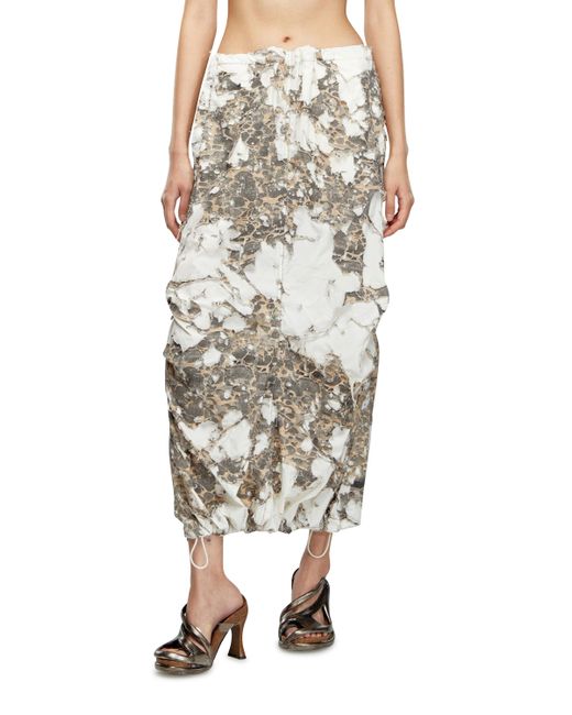 DIESEL Natural Long Skirt With Destroyed Camo Layer