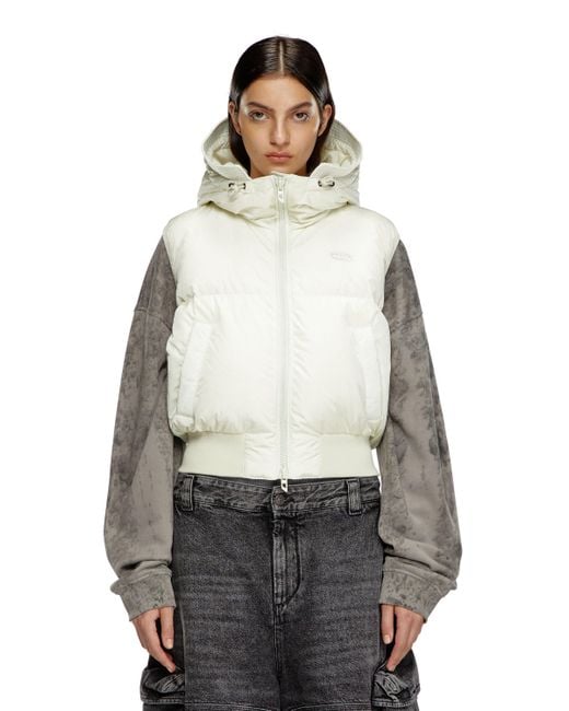 DIESEL Hooded Down Vest Gray