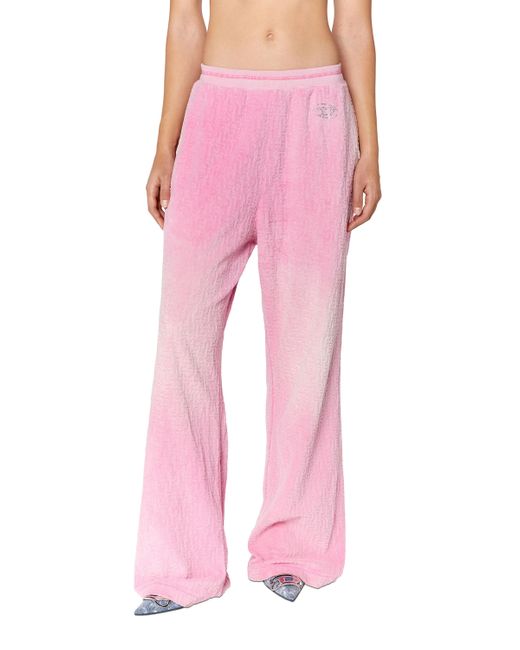 DIESEL Pink Wide Pants In Monogram Chenille