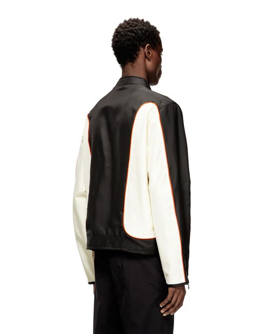 DIESEL Black Nylon Jacket With Color Block And Piping Details for men