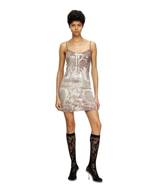 Minivestido Con Estampado De Lámina DIESEL de color Natural