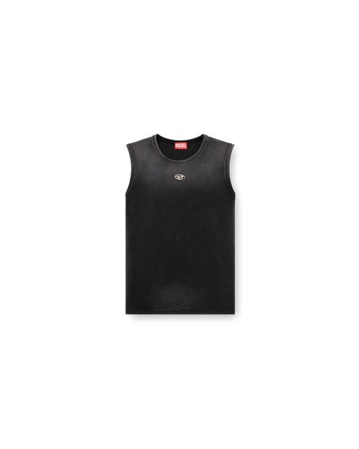 DIESEL Black Faded Tank Top With Cut-Out Oval D for men