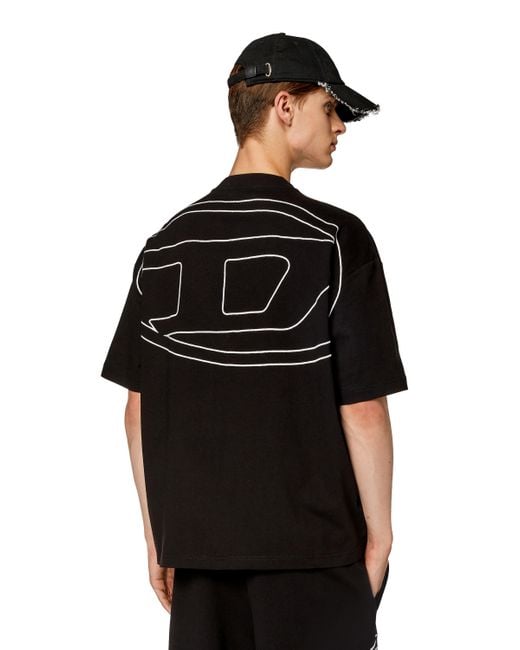 DIESEL Black T-shirt With Maxi Oval D Embroidery for men