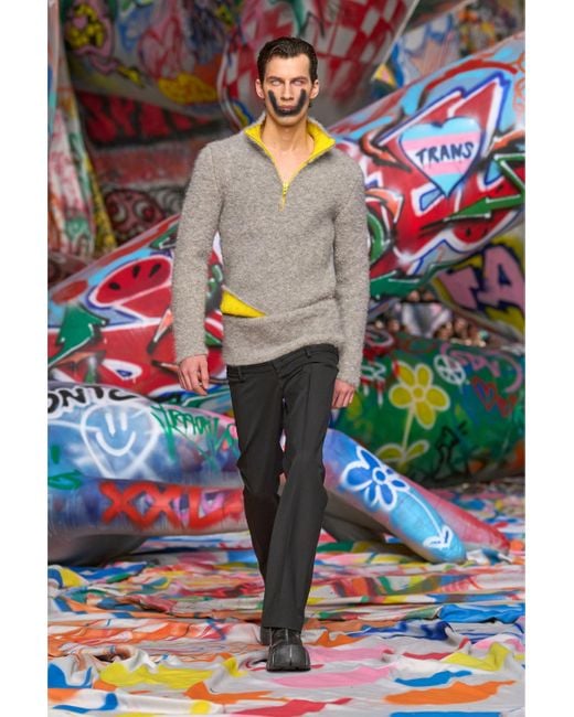 メンズ DIESEL Half-Zip Jumper With Contrast Interior Natural