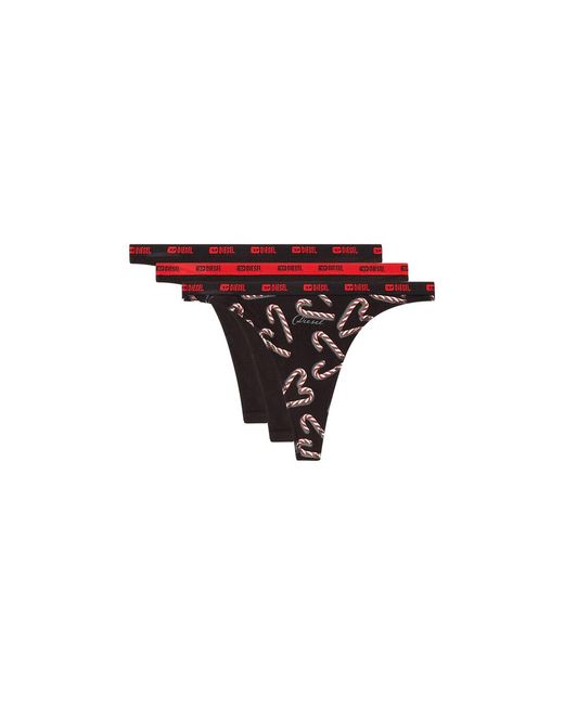 DIESEL Pink Three-Pack Thongs With Candy Cane Print