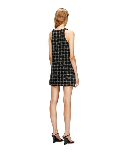 DIESEL Black Bouclé Dress With Checked Pattern