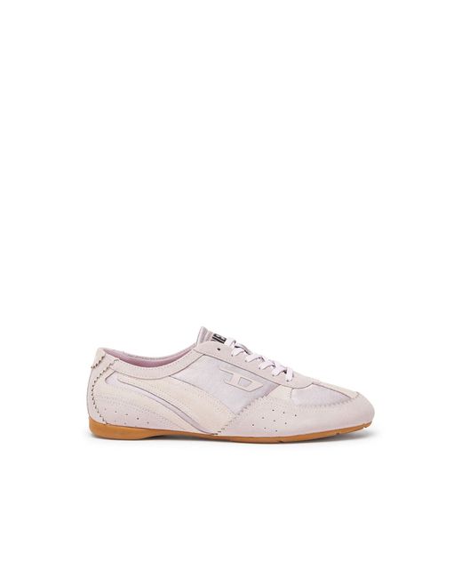 DIESEL White D-Mile-Flat Sneakers With Suede Overlays