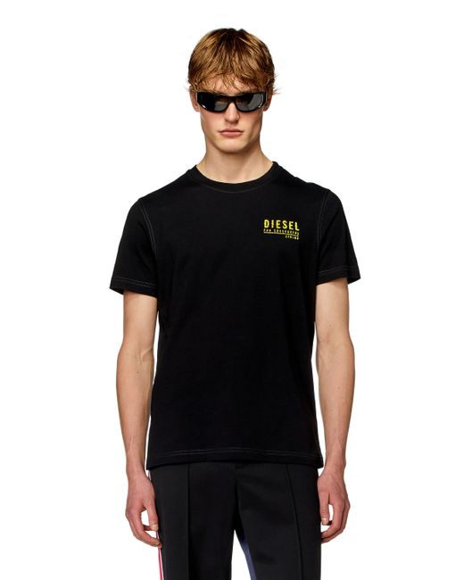 DIESEL Black T-shirt With Mottled Logo Print for men