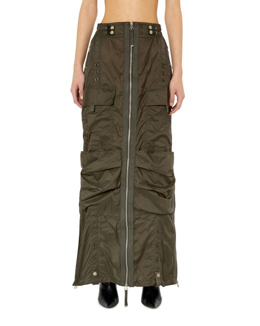 DIESEL Long Skirt With Cargo Pockets in Green | Lyst