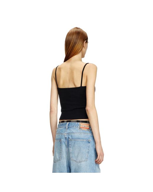 DIESEL Black Cropped Tank With D Logo