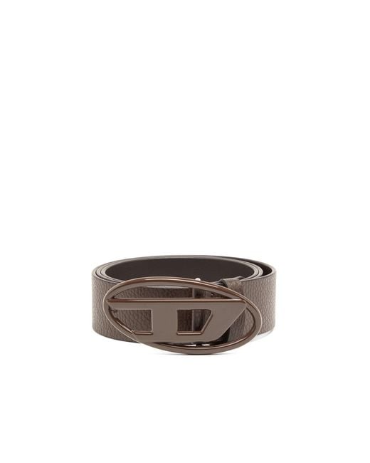 DIESEL Brown 4Cm Leather Belt With Matte Oval D Buckle