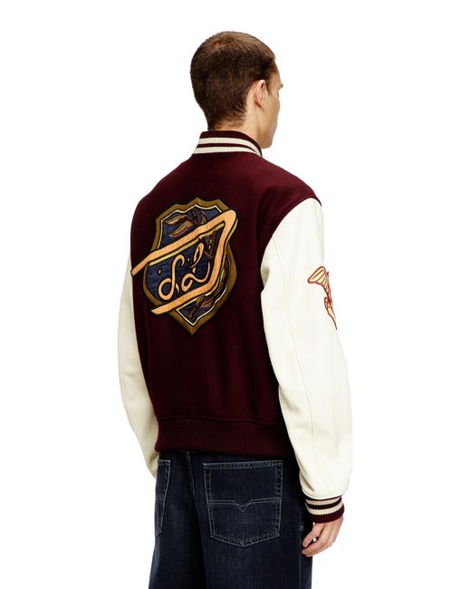 DIESEL Red Varsity Jacket for men