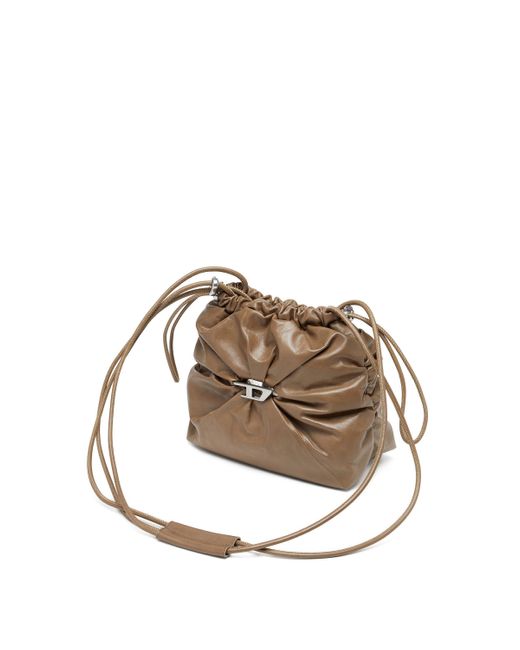 DIESEL Metallic Scrunch-d-bucket Bag In Shiny Wrinkled Leather