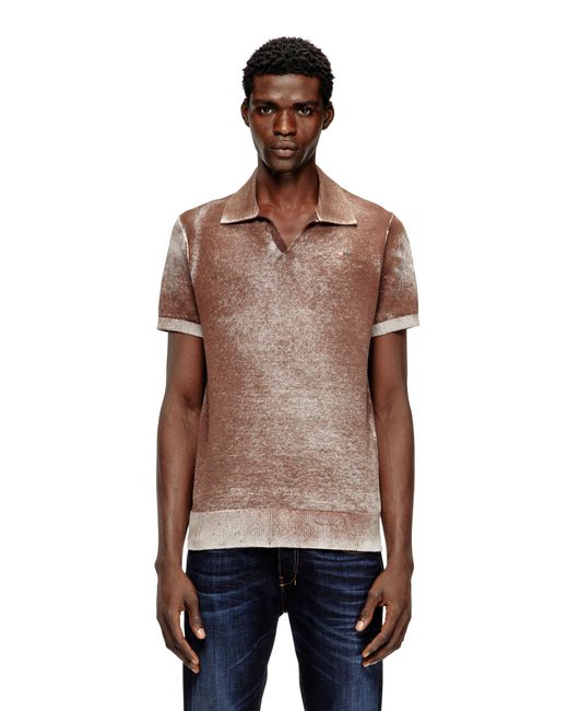 DIESEL Multicolor Knit Polo Shirt With Faded Reverse Print for men