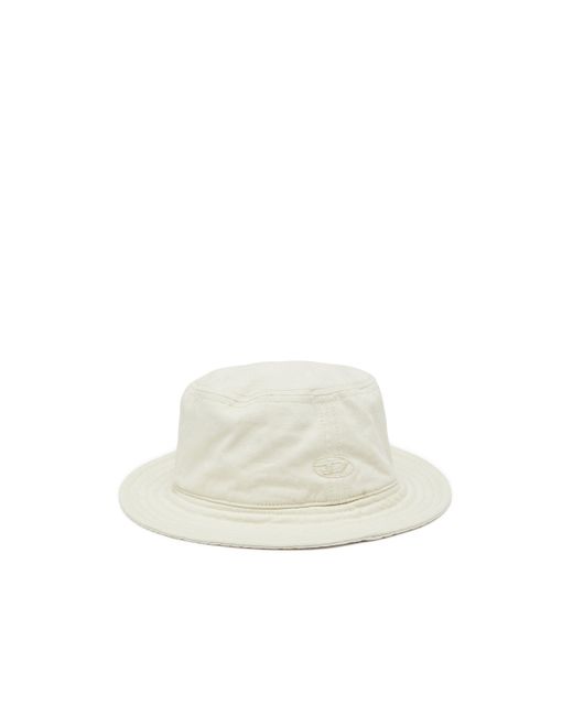 DIESEL White Bucket Hat With Tonal Logo Embroidery for men