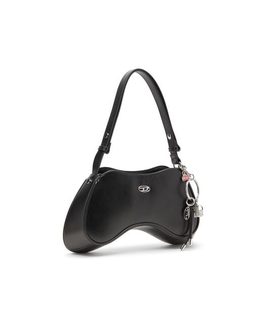 DIESEL White Metal Keyring Charm With Padlock Design