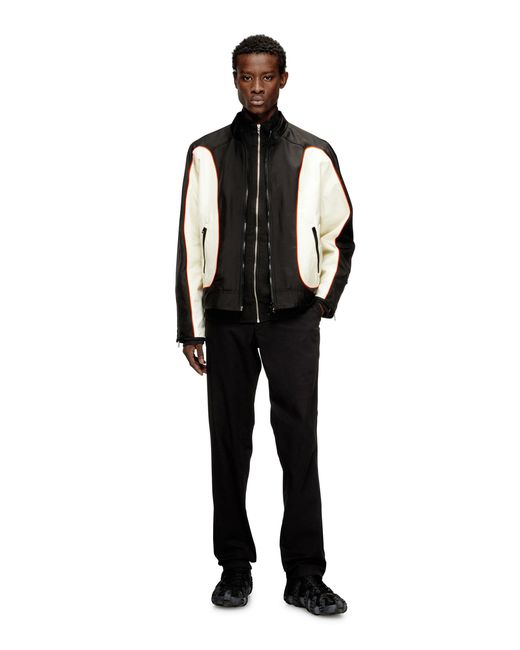 DIESEL Black Nylon Jacket With Color Block And Piping Details for men