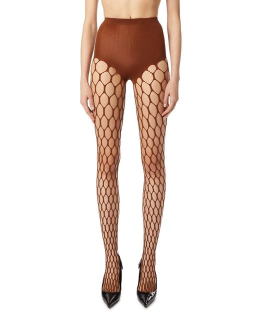 DIESEL Orange Stretchy Mesh-Knit Tights