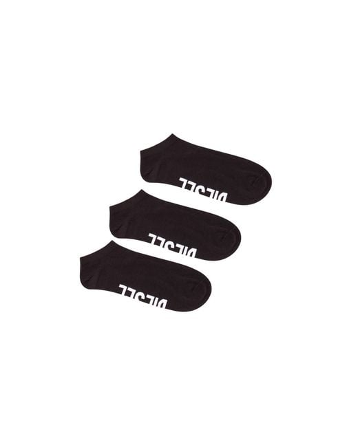 DIESEL Black Three-Pack Low-Cut Logo Instep Socks for men