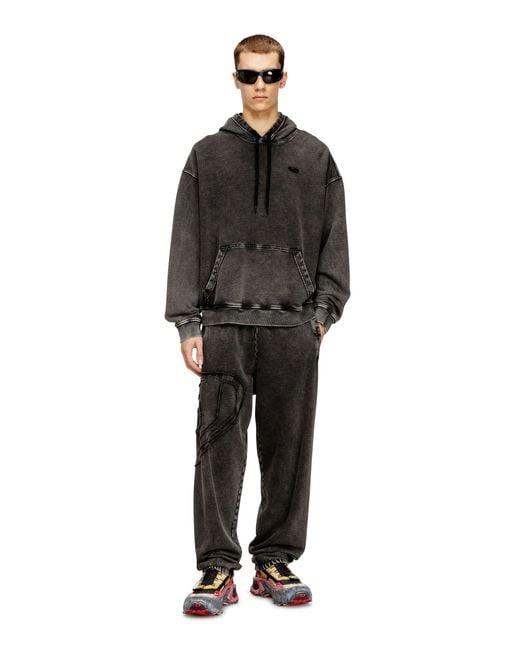 DIESEL Black Hoodie With Raw-Cut Back Patch for men