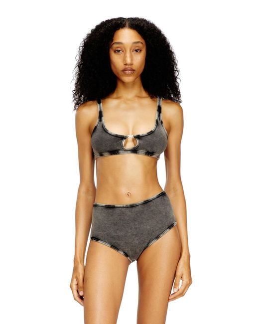 DIESEL Orange Bralette Cotton Rib With Jewel Oval D
