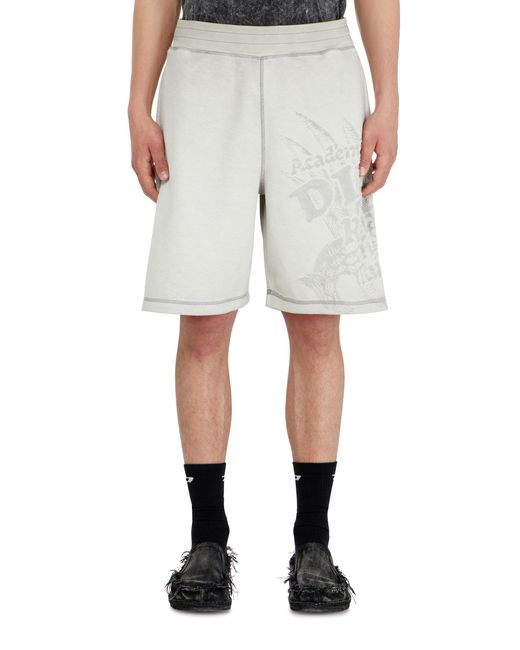 DIESEL Gray Sweatshorts With Dévoré Motifs for men