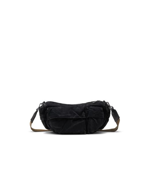 DIESEL Black Multi-pkts-multipocket Bag In Washed Denim